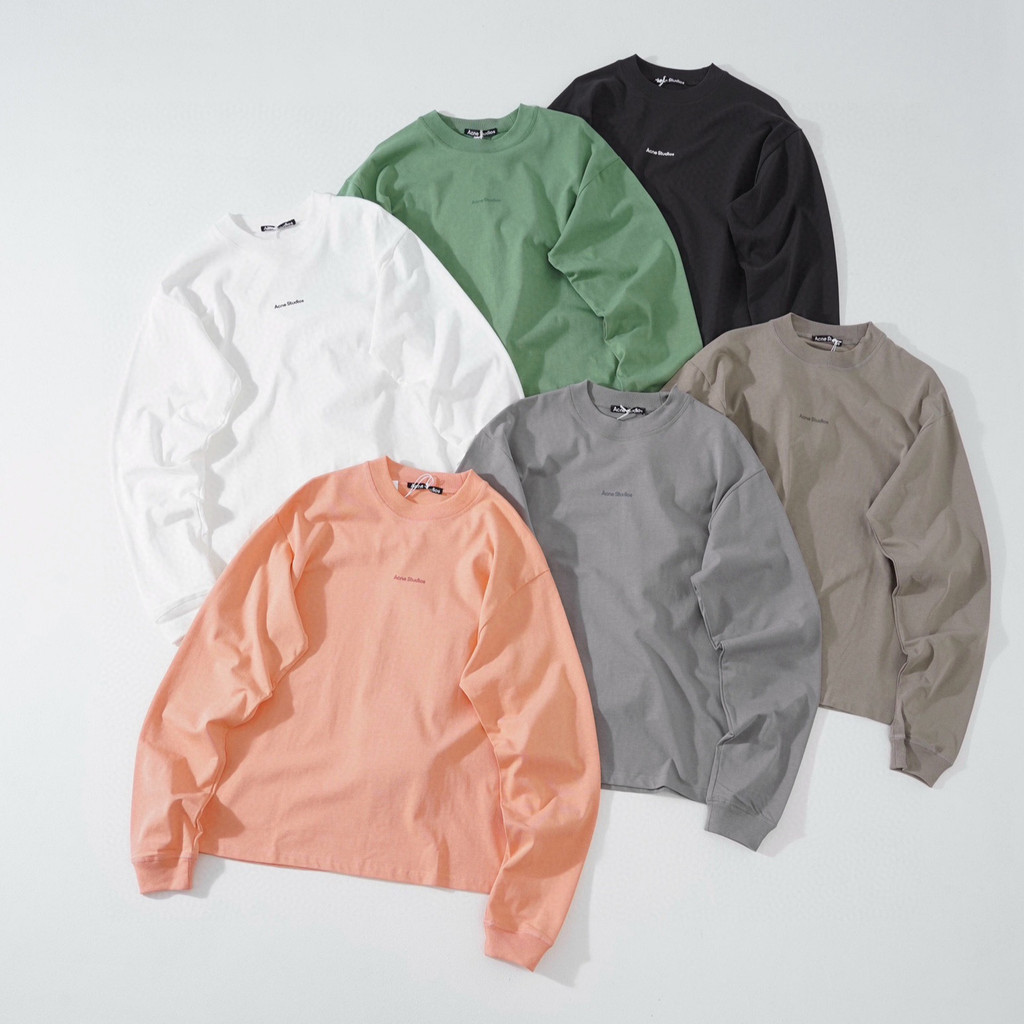 TGDA AC* Sweden AS Basic small letter flock print washed long sleeve T Round-neck loose-fitting unis