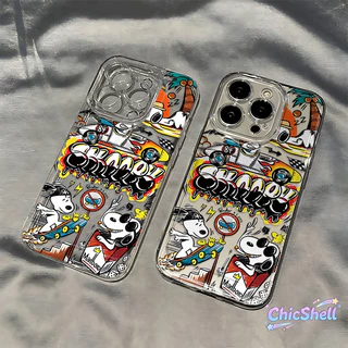 เคสไอโฟน สนูปปี้วันหยุด เคสใส กันกล้อง cho iPhone 11 12 13 14 15 16 ProMax X XR XS Max 7 8Plus-CL