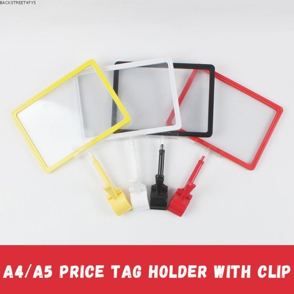 BACKSTAGEEET4FC3 Price Tag Clip, A4/A5 Color Merchandise Price Display Clip, พลาสติกคุณภาพสูงหมุนได้