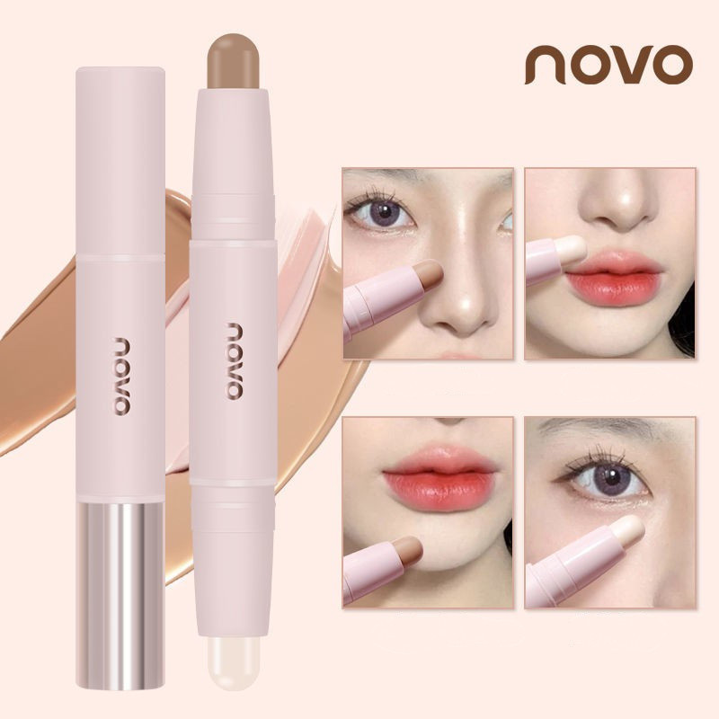 Double-ended 2 In1 คอนซีลเลอร์ Face Highlighter Contouring Stick V Face Nose Shadow Repair Face แต่ง