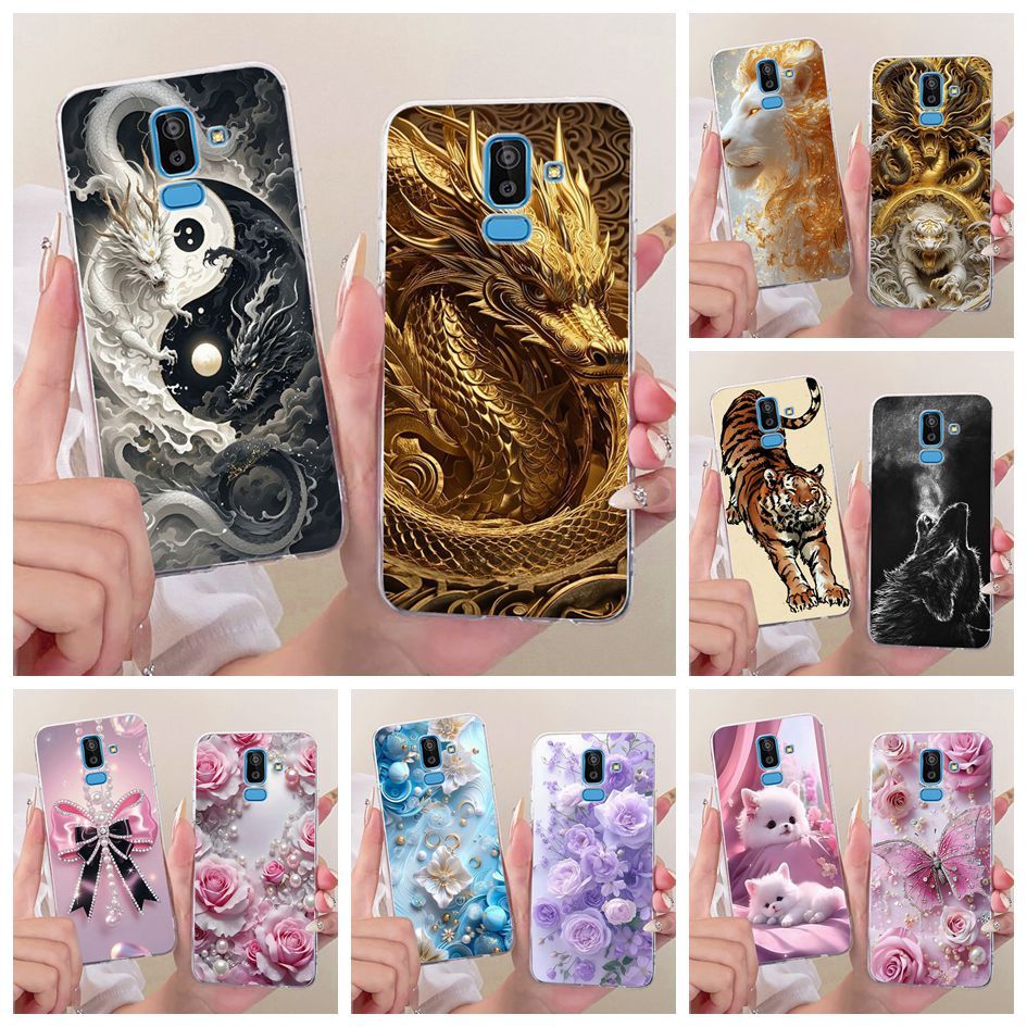 SAMSUNG สําหรับSamsung Galaxy J8 2018 กรณีJ810F J810G J810Yฝาครอบน่ารักการ์ตูนซิลิโคนปกหลังเคสโทรศัพ