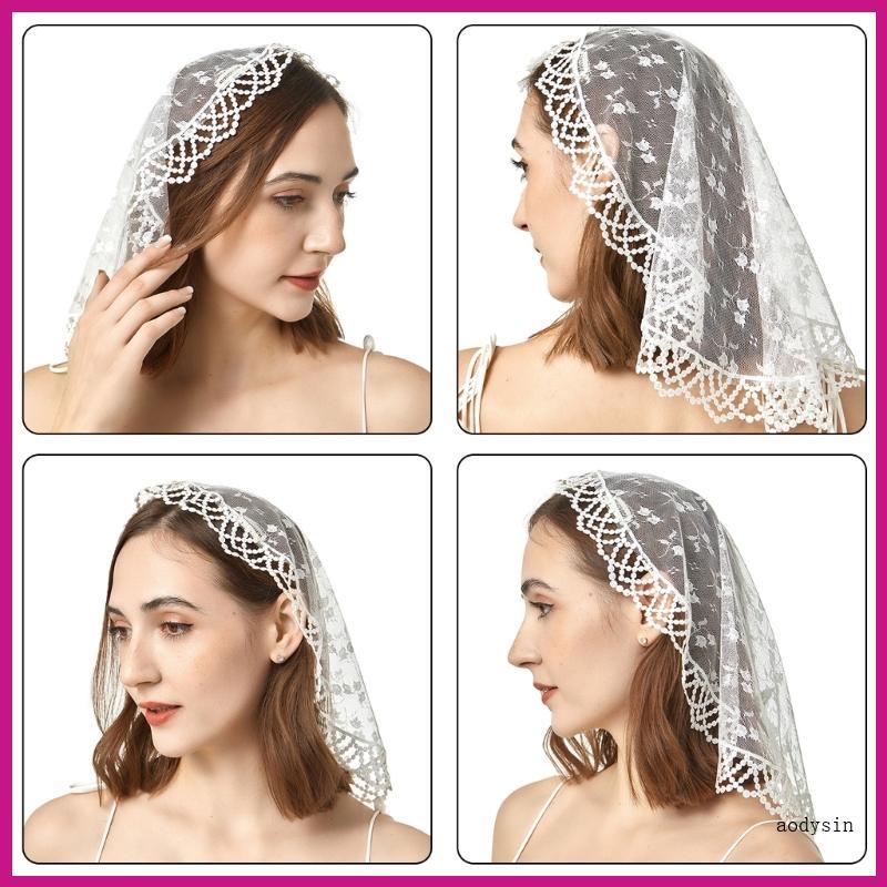 (ส่วนลดสูง)aodysin.th Wedding Lace Veil Mandilla Veil Mass Lace Veil Head Scarf สําหรับกิจกรรมทางศาส