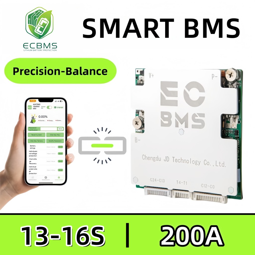 ECBMS BMS 6S-8S LiFePO4 24V Bluetooth CAN 80-120A แอคทีฟบาลานซ์