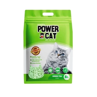 Power Cat ทรายแมวเต้าหู้ จับก้อนแน่น ไร้ฝุ่น ควบคุมกลิ่น ทรายเต้าหู้พาวเวอร์แคท ขนาด 6 ลิตร
