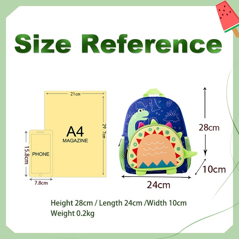 SB8 Kids Bagpack Beg Sekolah กระเป๋านักเรียนอนุบาลไดโนเสาร์ Ladybug Airoplane สําหรับเด็กผู้หญิงกระเ