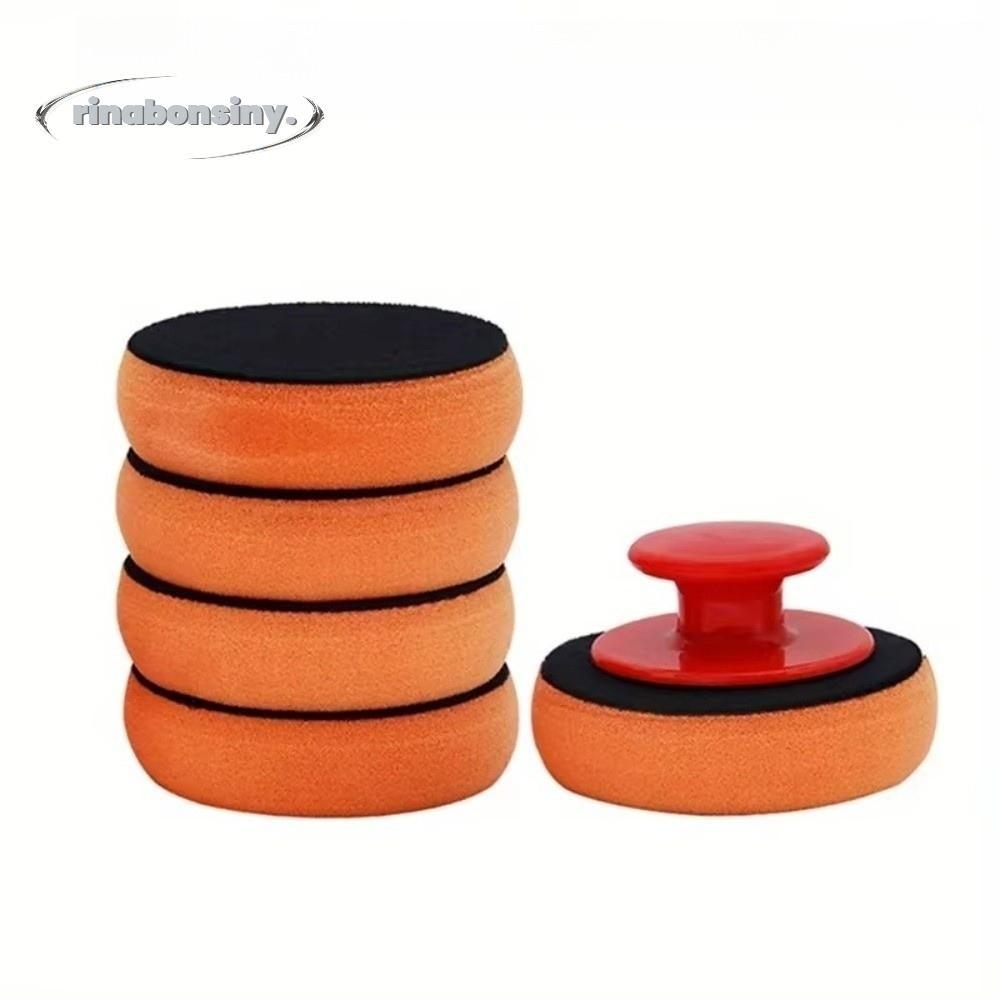 RINABONSINY 6 ชิ้นรถ Wax Wash Polish Pad, จับรถ-Styling Power Handle Wax Sponge, รถทําความสะอาด Poli