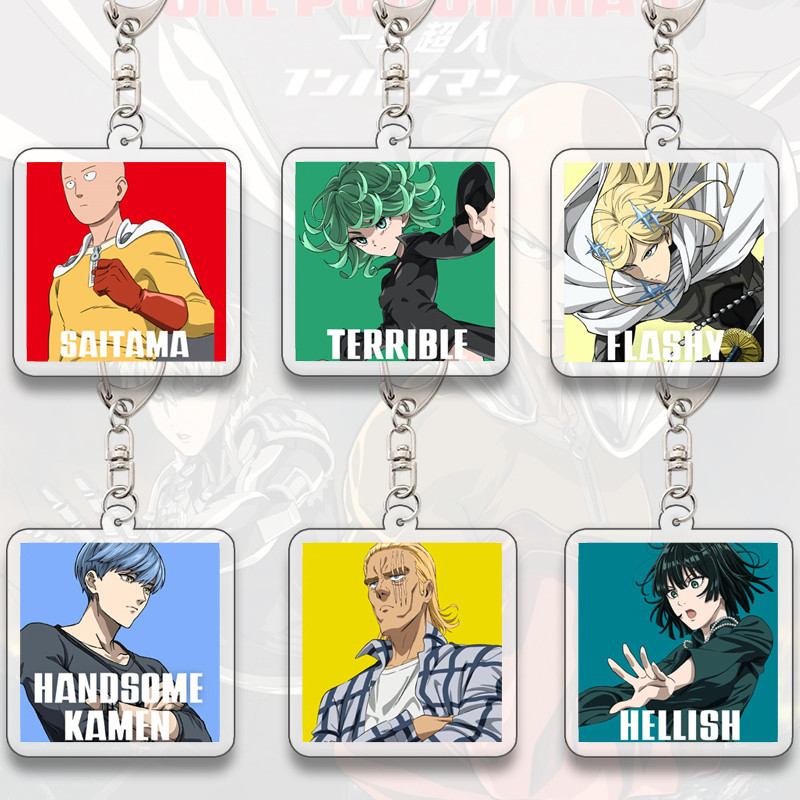 One Punch Man บทบาทพวงกุญแจภาพไซตามะ Genos ประณีตนักเรียนอะนิเมะการ์ตูน Tatsumaki จี้ผู้ถือบัตรตกแต่ง