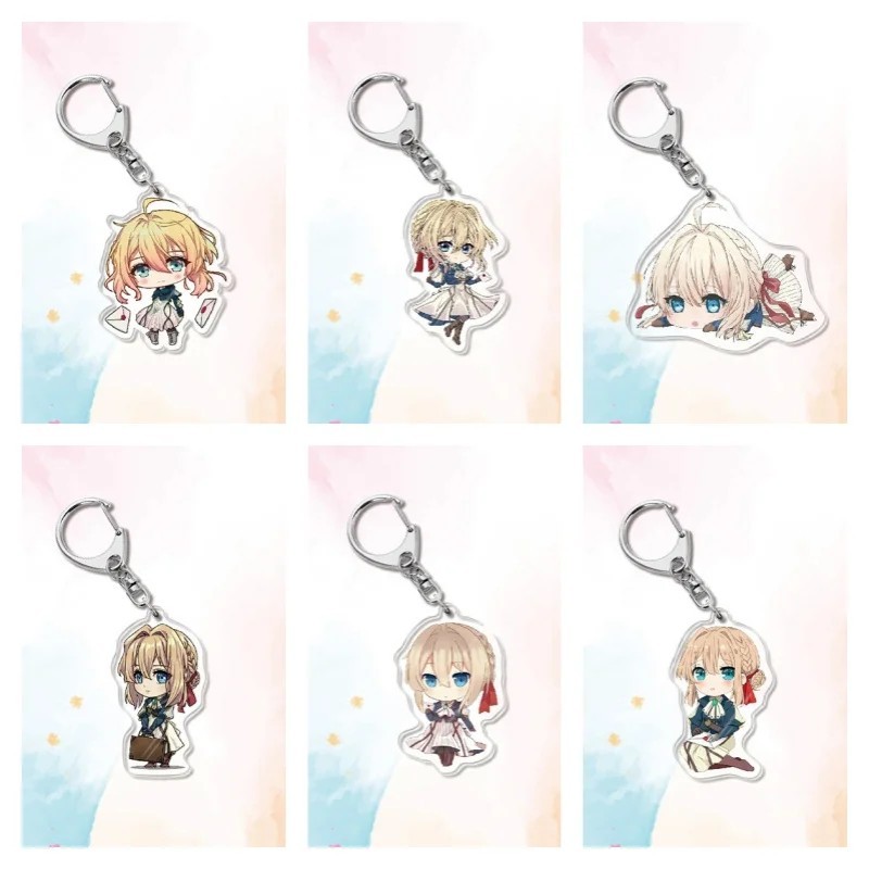 อะนิเมะ Violet Evergarden Chibi Mica พวงกุญแจใสสําหรับตกแต่งกระเป๋าเป้สะพายหลังและกระเป๋า เครื่องประ