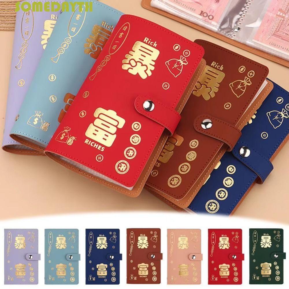 SOMEDAY Money Saving Challenge Book, กันน้ําสนุก 100 ซอง Challenge Binder, ของขวัญสําหรับเด็กหนัง PU