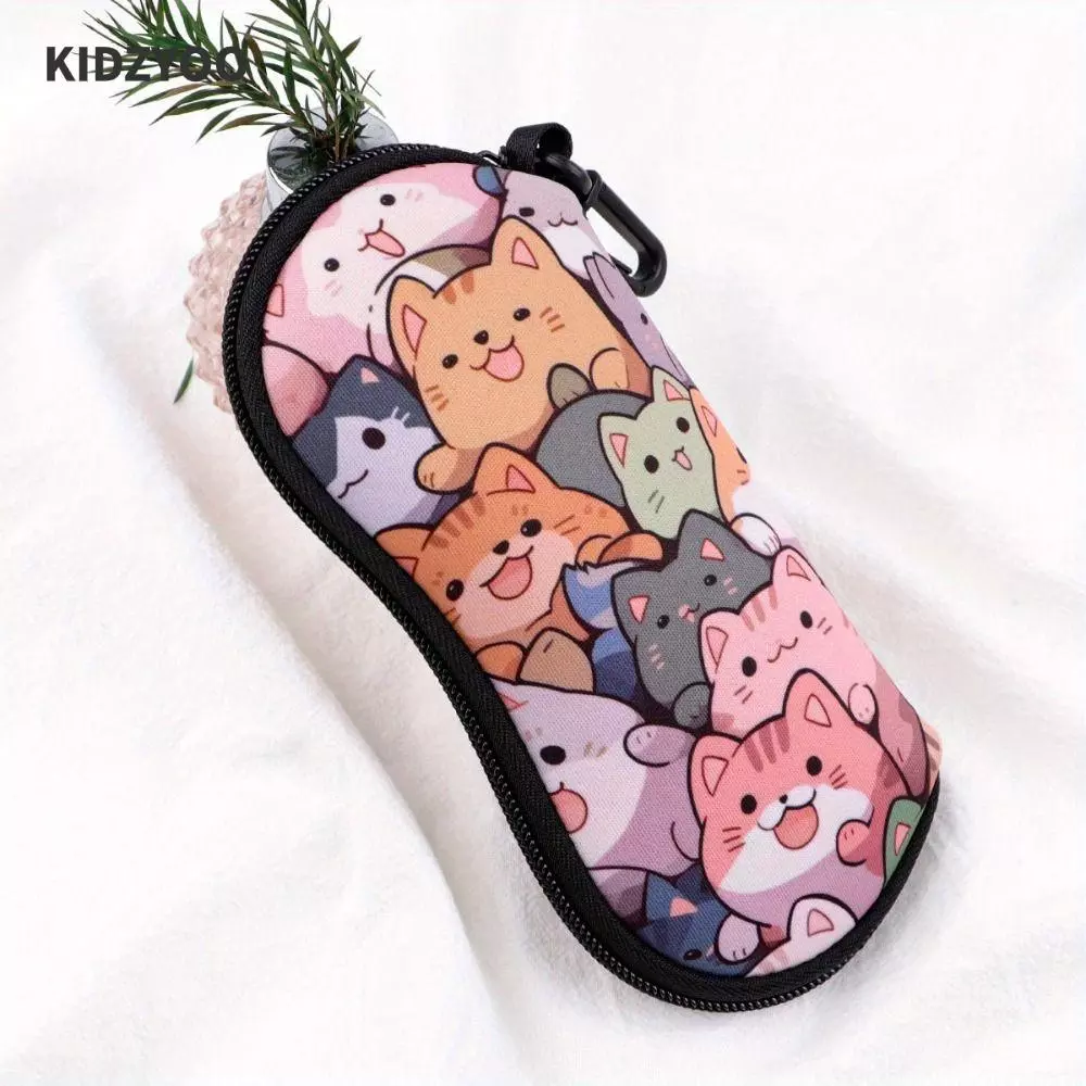 KIDZYOO กระเป๋าใส่แว่นกันแดด ทำจากไนลอนสีทึบ พกพาสะดวกและทนทาน มาพร้อมพวงกุญแจ