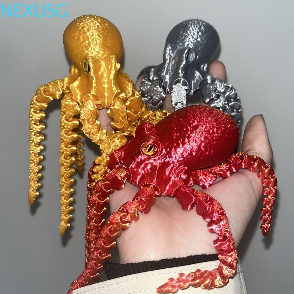 NEXUSG ปลาปลาหมึกยักษ์พิมพ์ลาย 3D วัสดุเป็นมิตรกับสิ่งแวดล้อม ตุ๊กตาปลาหมึกยักษ์ ปลาปลาหมึกยักษ์แบบประกบ ของเล่นตกแต่ง ตกแต่งอเนกประสงค์ การออกแบบสร้างสรรค์ หนวดได้