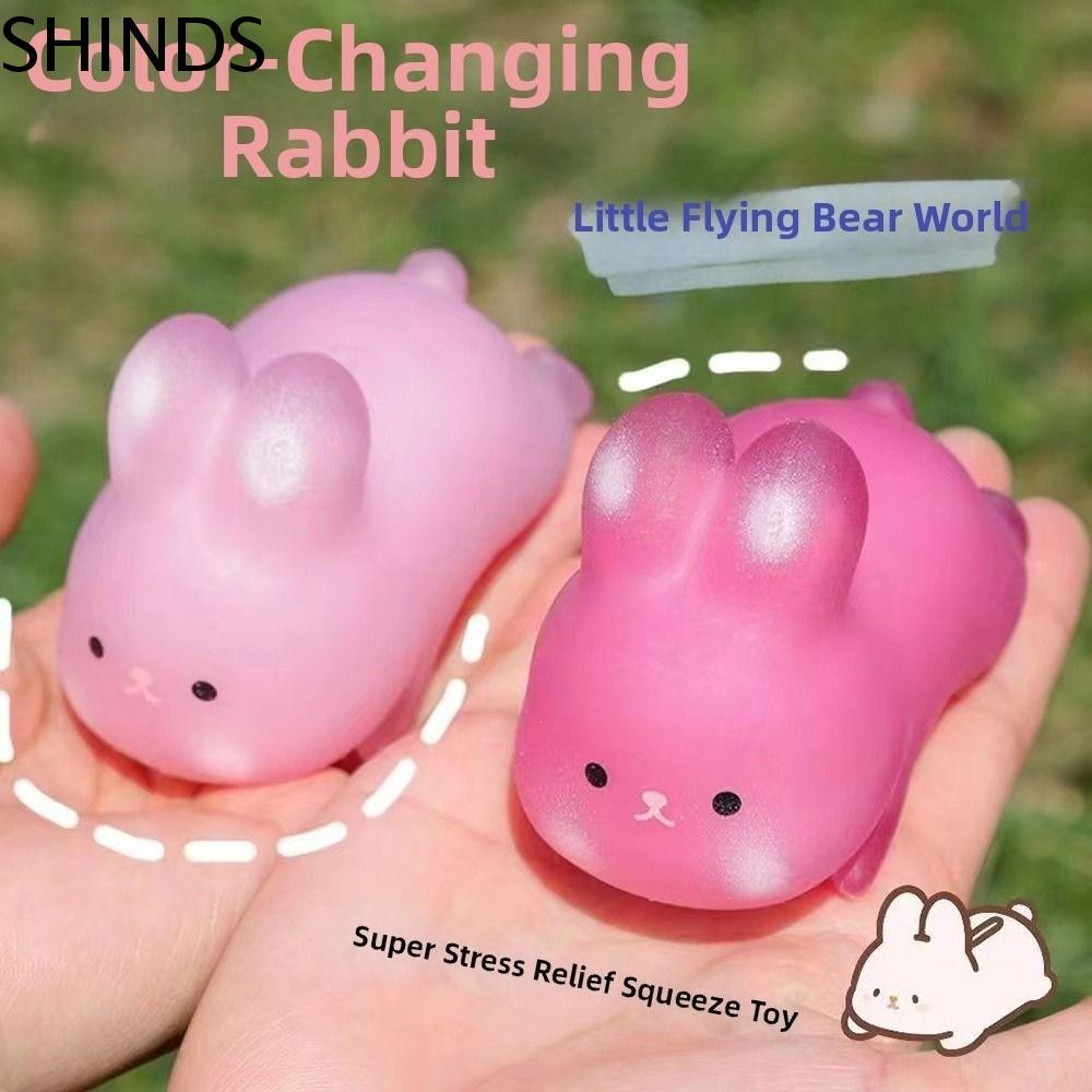 SHINDS Rabbit Pinch Le, เปลี่ยนสีน่ารักหัวใจกระต่ายของเล่นประสาทสัมผัส, ของขวัญ Rebound Squeeze Squishy Bunny ของเล่นเปลี่ยนสี ของเล่นที่ไม่บีบอัด