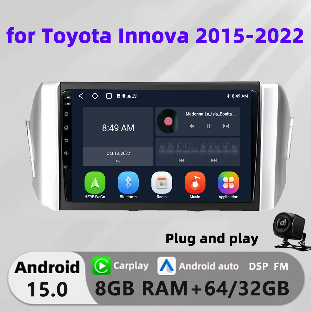 Honxun เครื่องเสียงรถยนต์หน้าจอสัมผัส android หัว 9 นิ้ว 8G+64 สําหรับ Toyota Innova 2015-2022 carpl