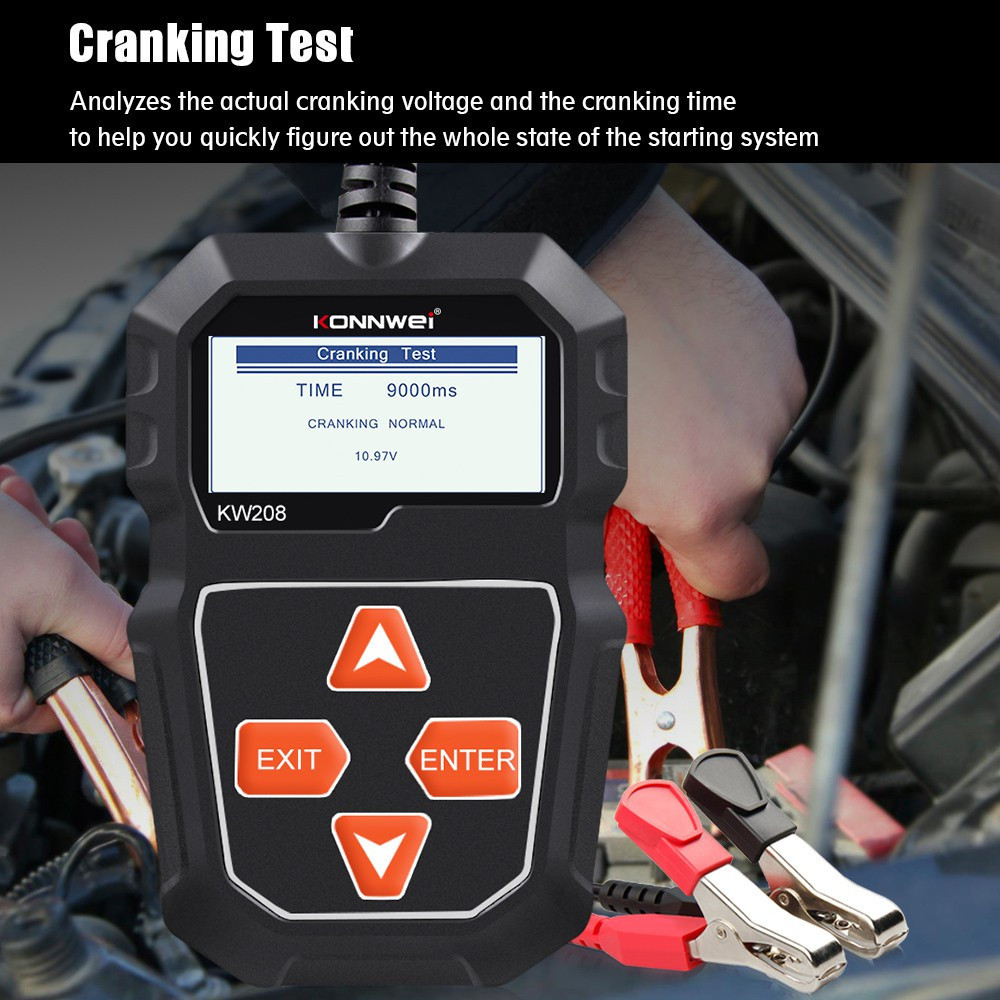 【ขายตรงจากโรงงาน】KONNWEI KW208 Car Battery Tester 12V 100 To 2000Cca Cranking Charging Circut Tester