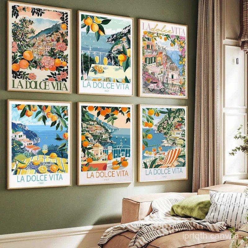 73PG La Dolce Vita อิตาลี Coastal โปสเตอร์ผ้าใบพิมพ์ภาพวาด Wall Art ห้องนอน Study Studio ห้องนั่งเล่
