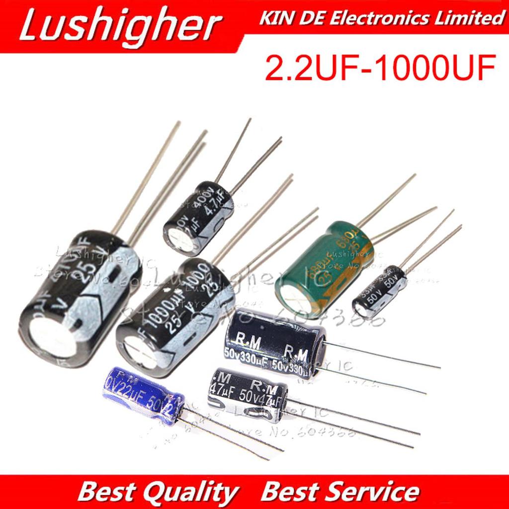 20PCS 25V1000UF 10*17 มม.2.2UF-1000UF 25V 680UF 400V 4.7UF 2.2uf 50V 330UF 47UF 470UF อลูมิเนียม Ele