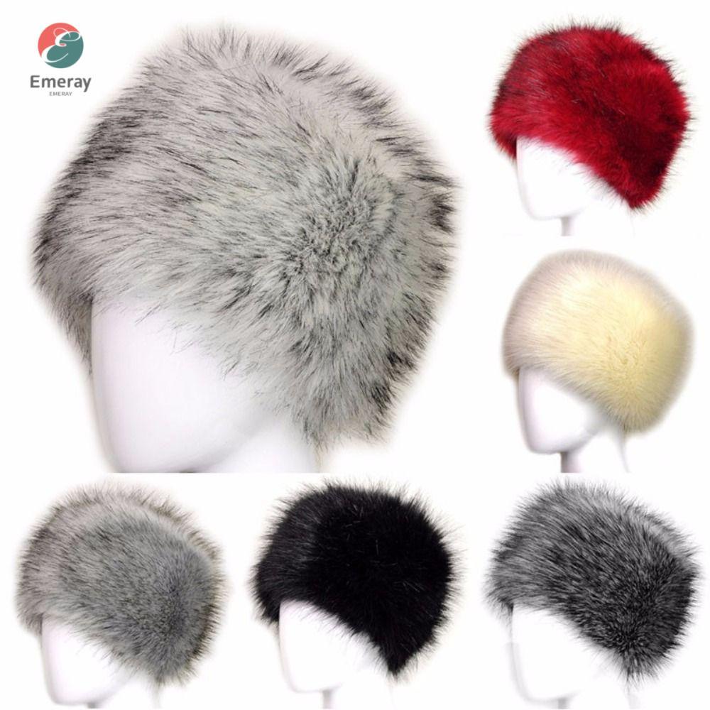 EMERAY Faux Fur Snow Hat Earmuff ฤดูหนาวผู้หญิงรัสเซีย Ushanka