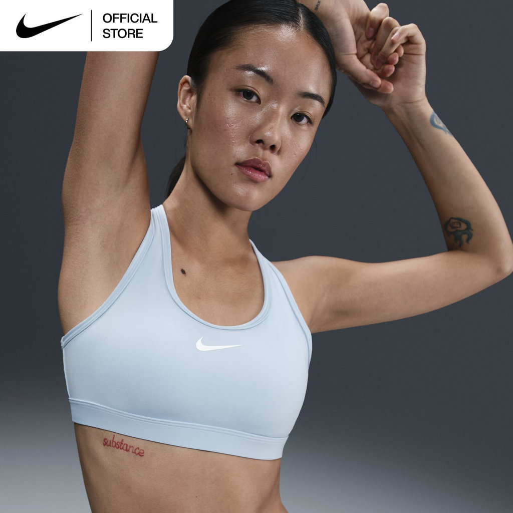 Nike Women's Swoosh Medium Support Padded Sports Bra - Light Armoury Blue [DX6822-441]