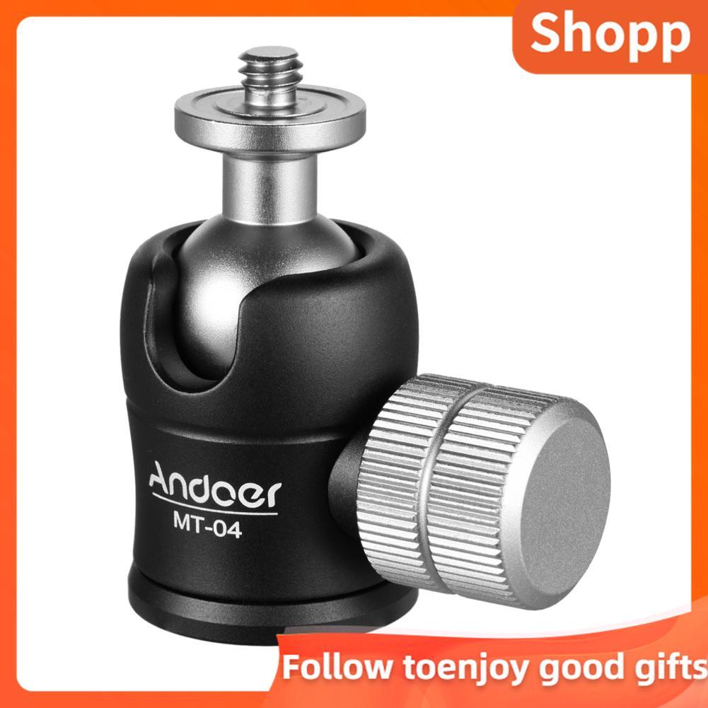 Shopp Shopp Andoer MT-04 หัวบอลขนาดเล็ก 360 องศาหัวบอลแบบพาโนรามาพร้อมสกรู 1/4 มาตรฐานสำหรับการติดตั้งกล้อง DSLR ขาตั้งไฟ Monopod ขาตั้งกล้องอุปกรณ์เสริมการถ่ายภาพมืออาชีพ