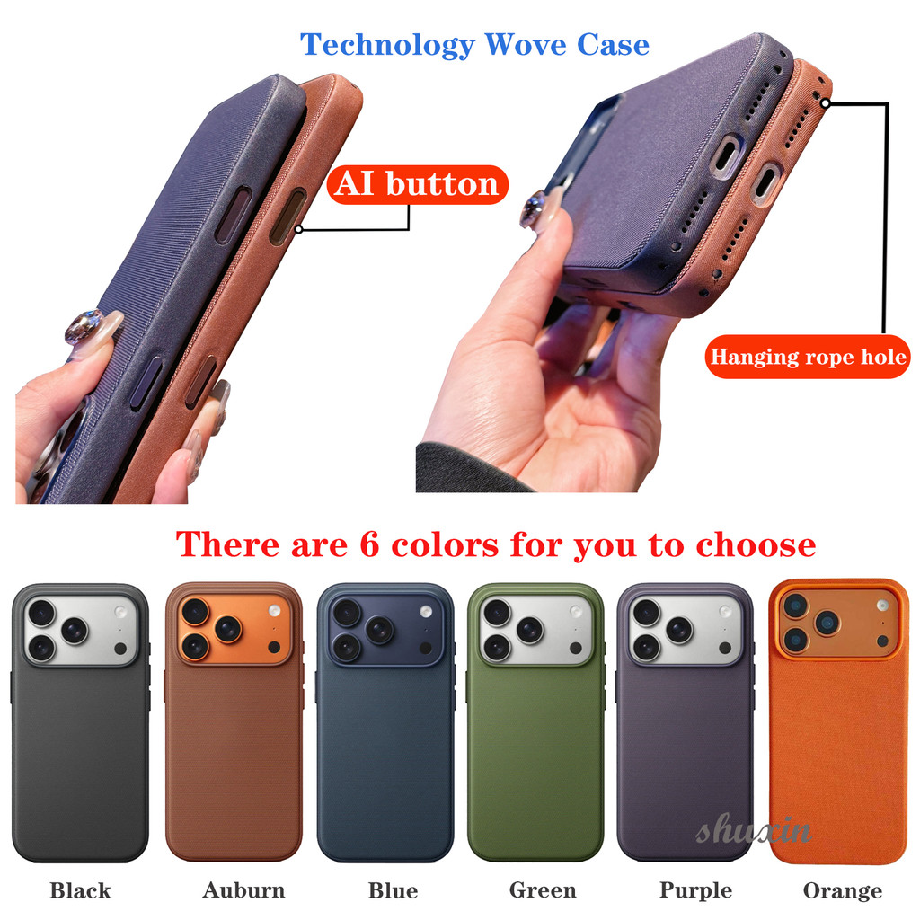 หรูหราเทคโนโลยีแม่เหล็กทอเคสโทรศัพท์เหมาะสําหรับiPhone 17 Air 17 Pro Max 16 Pro Max 16 Pro 17 Pro 13 14 15 Pro Maxผ้ารูปแบบกันกระแทกฝาครอบป้องกัน
