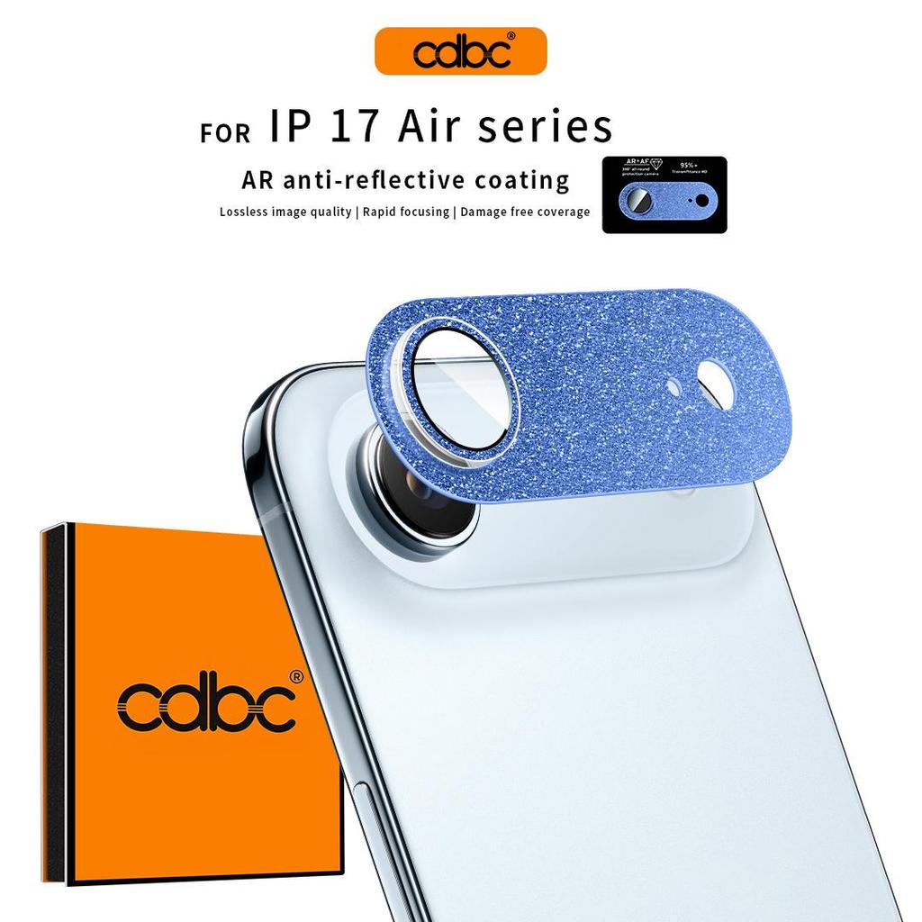 CDBC กรอบแวววาวตัวป้องกันเลนส์กล้องสําหรับ iPhone 17 ProMax / 17Pro / 17 / 17Air, ไม่มีการสูญเสียคุณภาพ, ไม่มีเปลวไฟ, ติดตั้งแบบคลิกเดียว