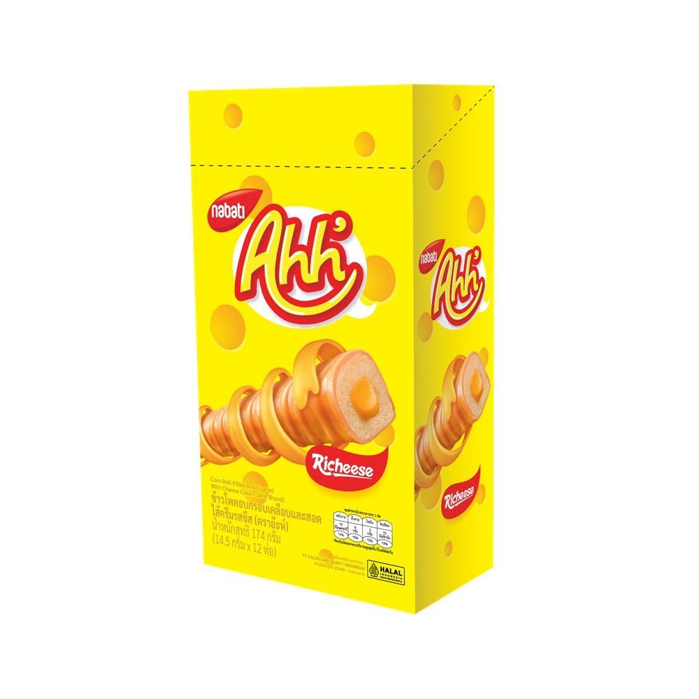[สินค้าส่งด่วน] อ๊ะห์ ข้าวโพดอบกรอบชีส 14.5 ก.X12 AHH SIIP CORN ROLL CHEESE 14.5 G X12