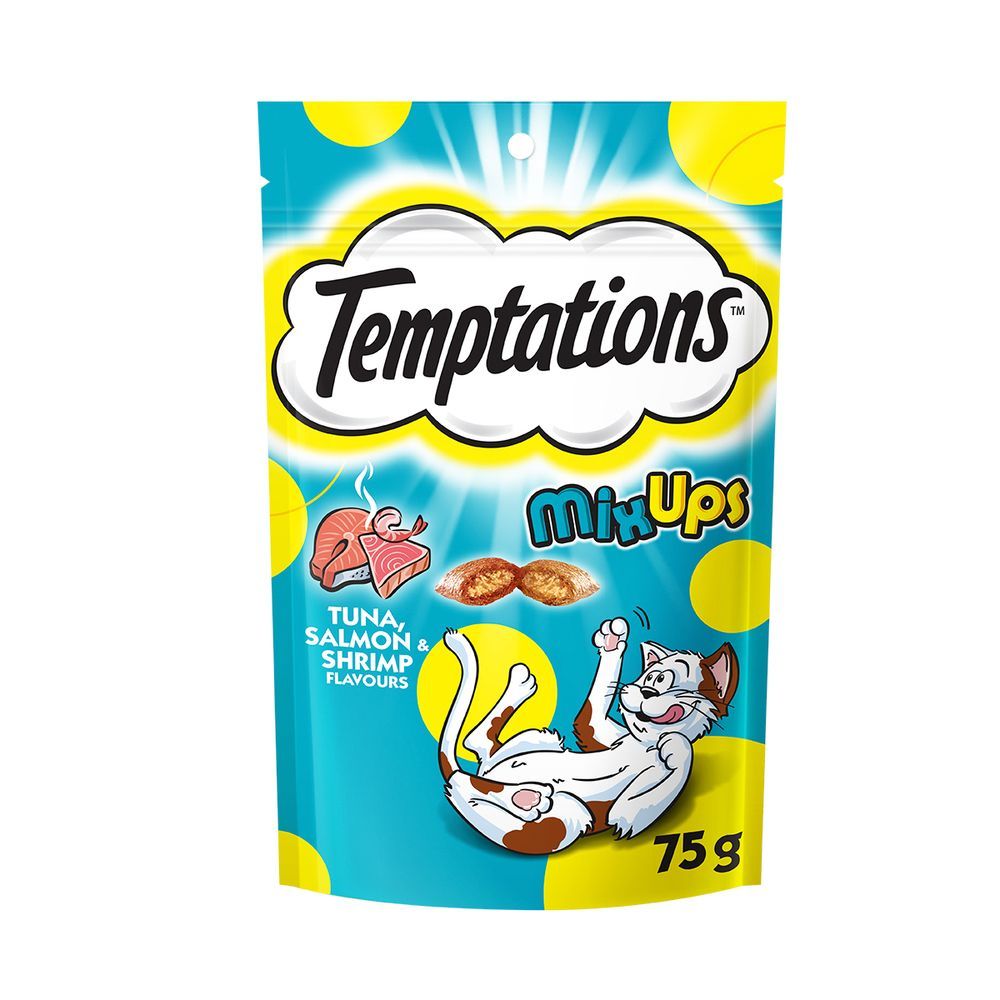 [สินค้าส่งด่วน] เทมเทชั่นส์มิกซ์อัพทูน่า+แซลมอน+กุ้ง 75ก TEMPTATIONS MIXUPS TUNA+SAL+SHRIMP 75G