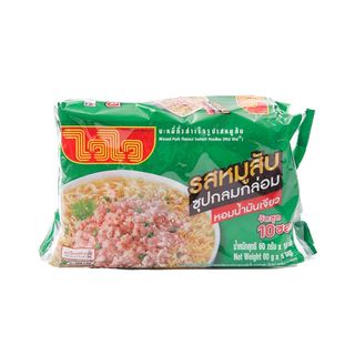 [สินค้าส่งด่วน] ไวไวบะหมี่กึ่งสำเร็จรูปรสหมูสับ60กแพ็ค10 WAIWAI INSTANT NOODLE MINCED PORK 60GX10