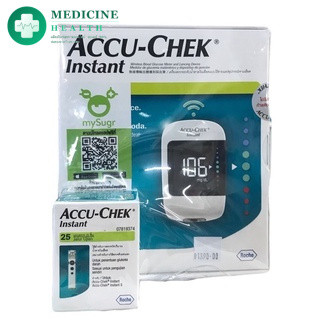 Accu-chek instant เครื่องตรวจน้ำตาล พร้อมปากกา Softclix [แถมฟรี แถบตรวจ25ชิ้น เข็มเจาะ10เข็ม]  อินสแตนท์ 1 ชุด พร้อมใช้
