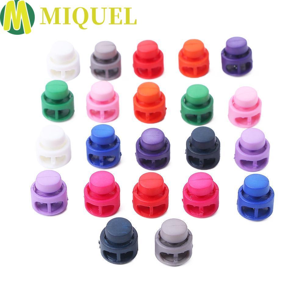 MIQUELZA แหวนล็อคสายไฟ 10 ชิ้นปรับเชือกยืดหยุ่นเชือกผูกรองเท้าฤดูใบไม้ผลิหัวเข็มขัดสลับ Stopper Buckle Clamp