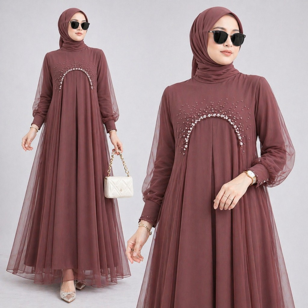 - Luna Abaya Gamis Payet มุสลิมผู้หญิง Ceruty Babydoll ซับในระดับพรีเมียม Eid Casual Daily Raya Series
