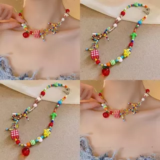 ส่งเร็วจากไทย! Summer Colours โบว์ เชือกลูกปัด เค้นคอสาว สร้อยคอ ภาพถ่ายการเดินทางวันหยุด การออกแบบDopamine เดินทางวันหยุด เครื่องประดับแฟชั่น
