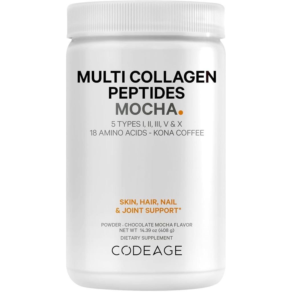 Codeage Multi Collagen Peptides Protein Powder Mocha Instant Coffee Gourmet Knoa Coffee Drink & Shak