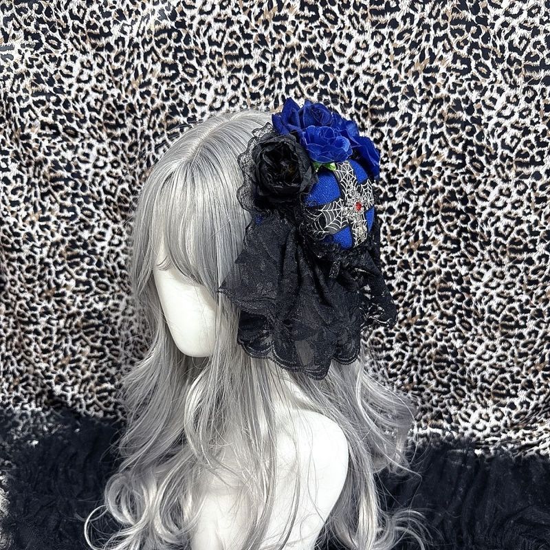 Hand-Made Gothic ลูกไม้พู่ร้อนขาย Gothic หมวกแม่มดหมวก Lolita Lolita อุปกรณ์เสริมวัตถุขนาดเล็กสีดําเ
