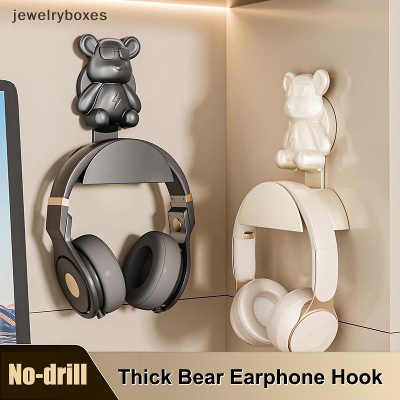 [jewelryboxes] Bear Universal Headphone Stand Adhensive Plastic Wall Mount Hanger Under Desk Headset Ra Holder Support Game Headphone Braet Boutique