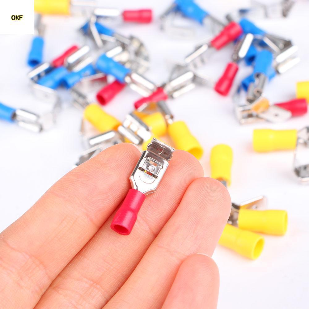 OKF Piggyback 50 ชิ้นไฟฟ้าหญิง 22-10AWG ฉนวน Crimp Spade