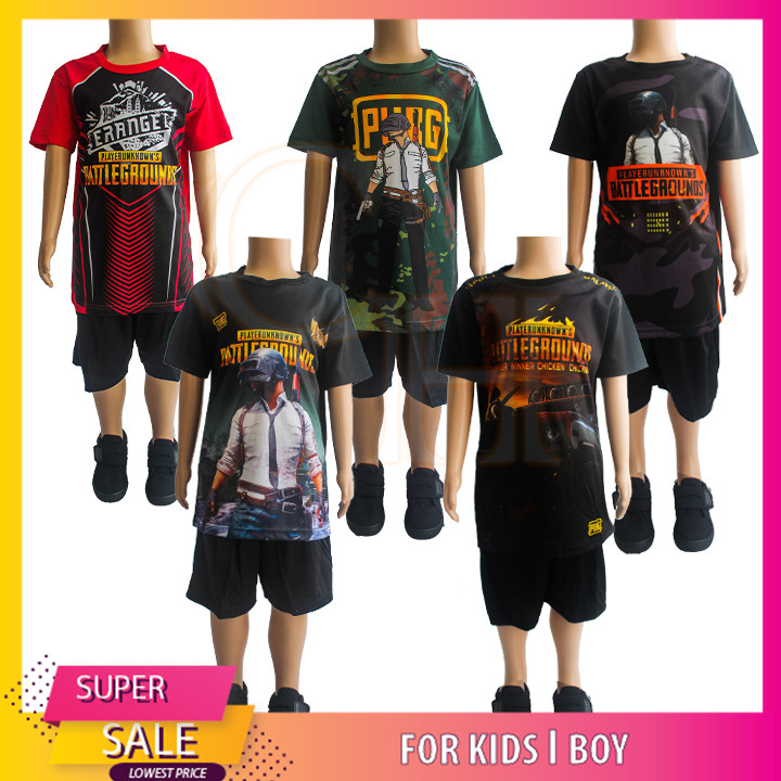 (ราคาWHOLESALE / PUBG) KIDS PUBG GAME ชุดเสื้อยืด 2 IN 1 BATTLEGROUNDS JERSEY (PUBG GAME SLAVE T-SHI