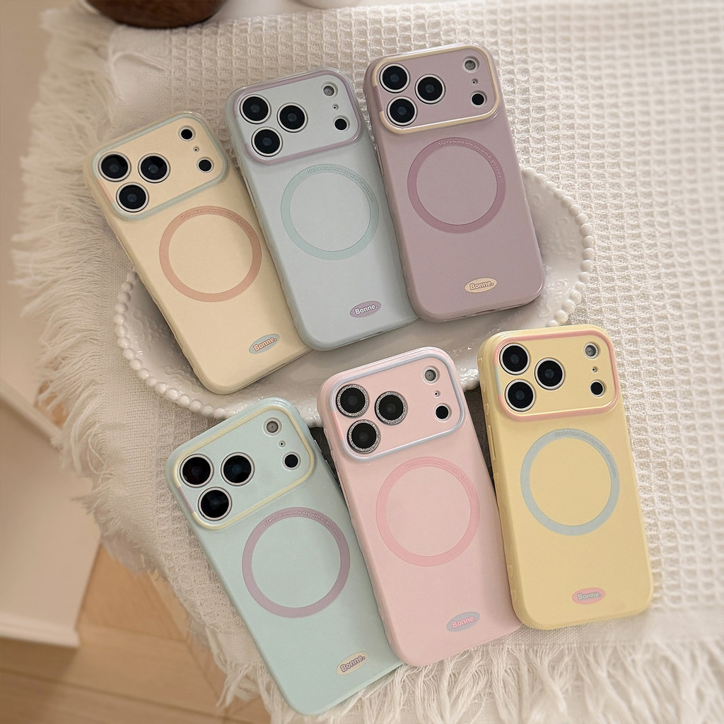 ความคมชัดสีที่เรียบง่ายแม่เหล็กแอปเปิ้ล17เคสโทรศัพท์ ไอโฟน16โปรแม็กซ์ กันกระแทก15สไตล์เกาหลี13ปกอ่อน12เหมาะ