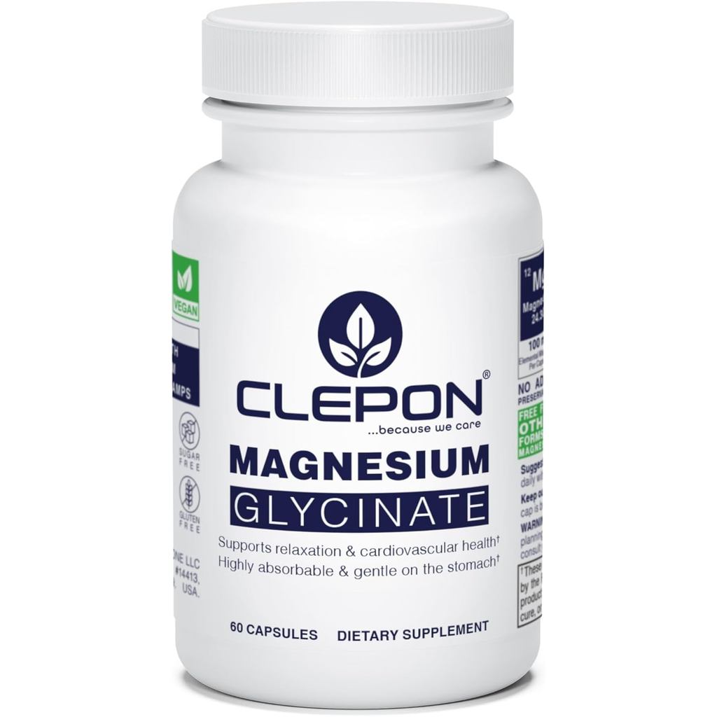 Magnesium Glycinate - 100% Chelated for High Absorption - 60 แคปซูล - 100 มก. Magnesium ต่อแคปซูล - 