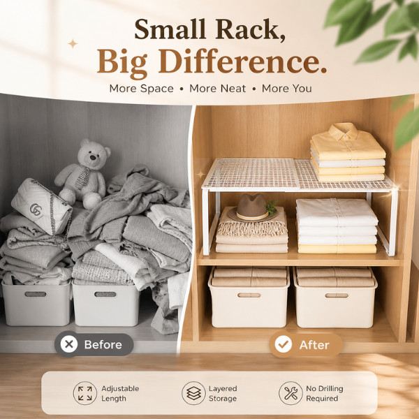 SalesWithJoy ปรับตู้เสื้อผ้าชั้น Telescopic Rack ตู้เสื้อผ้าตู้จัดเก็บ Partition Rack Rak