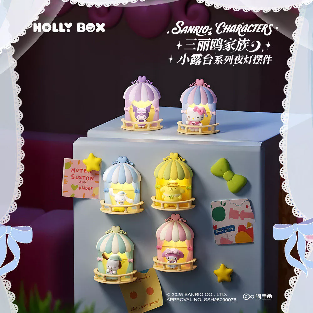 1 ชิ้น Sanrio ตัวอักษรขนาดเล็ก Terrace Series ไฟกลางคืนตู้เย็นสติกเกอร์ตกแต่ง