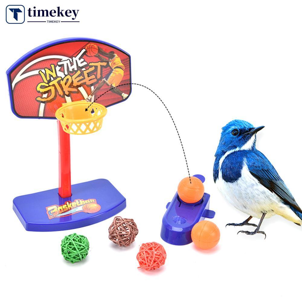 TIMEKEY นกแก้วบาสเกตบอลของเล่น Mini Bird บาสเกตบอล Hoop พร้อม Ball Desktop Intelligence Chew ของเล่น