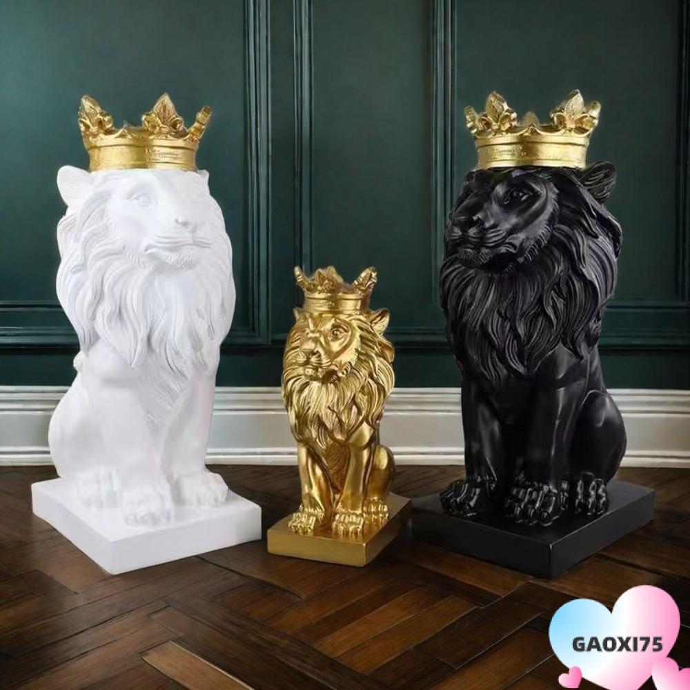 GOXI75 Crown Lions Sculpture, Garden Home เรซิ่น Lion รูปปั้น, Creative Model Desktop Decor ตุ๊กตาสัตว์เครื่องประดับ