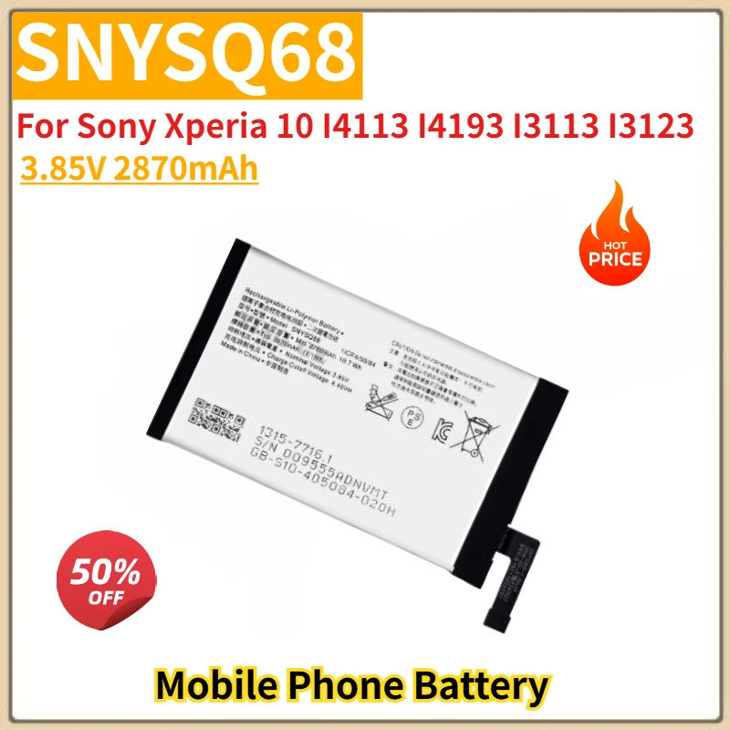 คุณภาพสูง SNYSQ68 แบตเตอรี่ 3.85V 2870mAh สําหรับ Sony Xperia 10 I4113 I4193 I3113 I3123 ยี่ห้อใหม่เ