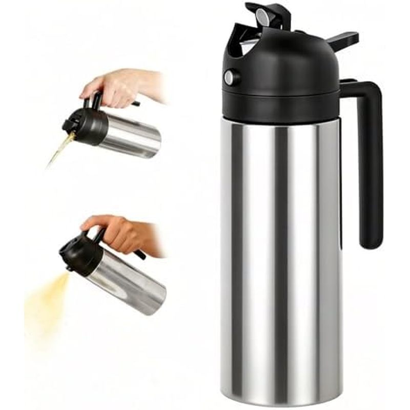 and Oil Sprayer, 16oz/470ml Stainless Steel Olive Oil Sprayer Bottle for Kitchen Cooking, Air Fryer,