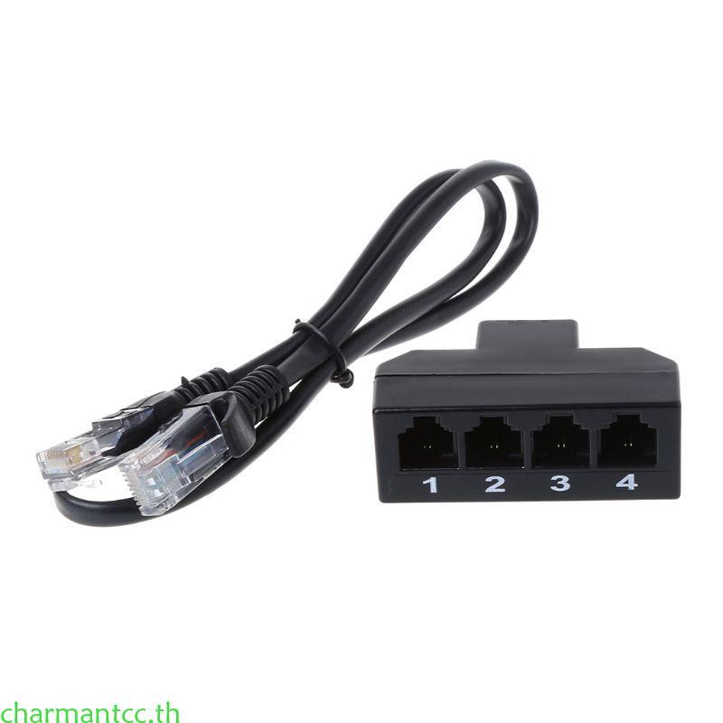 Charmantcc RJ45 ถึง RJ11 อะแดปเตอร์ RJ45 8P8C ชาย 4 RJ11 6P4C หญิง Converter