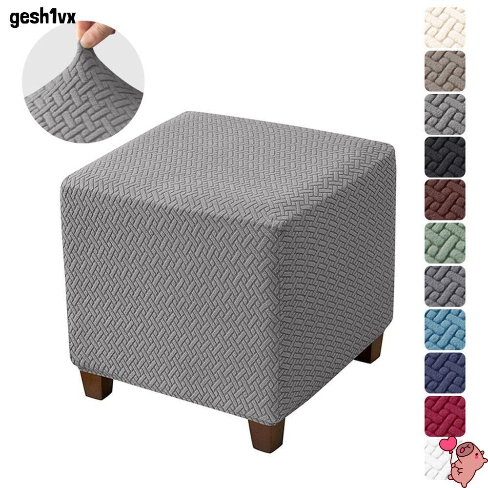 LOLLIPOP Jacquard Ottoman Cover, กํามะหยี่ T-Shape Square สตูล, ยืดหยุ่นสีทึบนุ่ม Footrest Slipcover ตกแต่งบ้าน