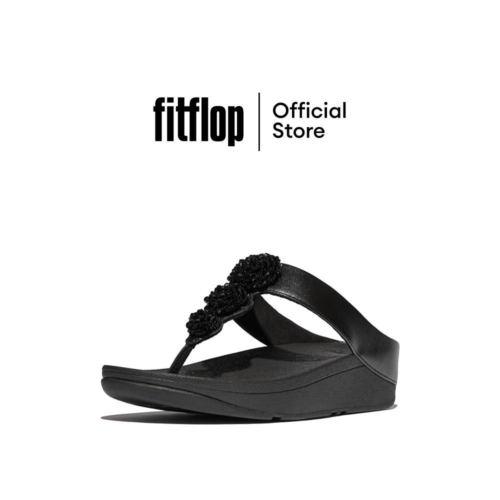 FITFLOP FINO BEADIE-BUTTON METALLIC รองเท้าแตะแบบหูหนีบผู้หญิง รุ่น IU1-565 สี BLACK ราคา ถูกที่สุด ดีลบีเคเค