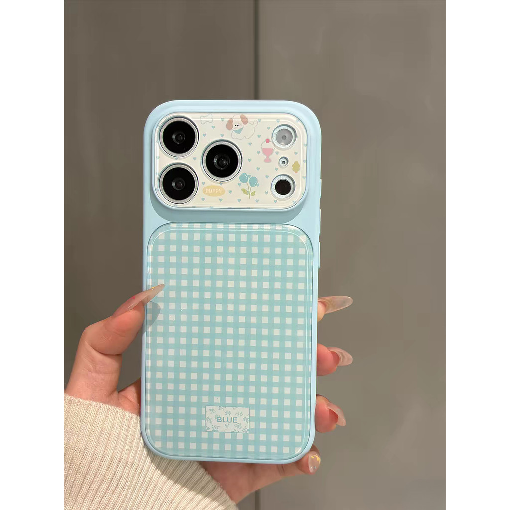 17โปรแม็กซ์ เคสโทรศัพท์ซิลิโคนตาข่ายสีฟ้าหน้าต่างขนาดใหญ่เหมาะสําหรับ ไอโฟน 11 12 13 14 15 16 17โปรแม็กซ์ 14 15 16บวก