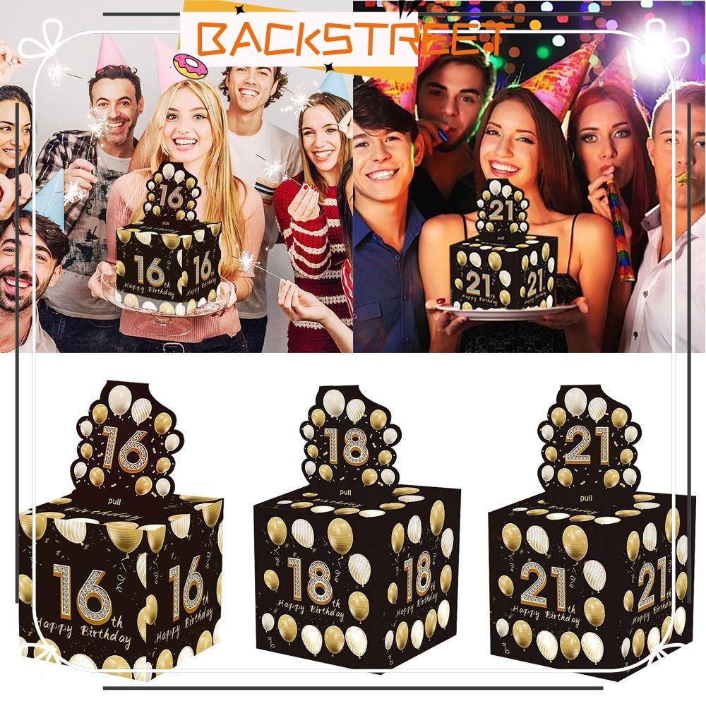 BACKSTAGEREAT Cash Pull Gift Boxs, วันเกิด 16th 18th 21st Birthday Money Box, Happy Birthday Creativ